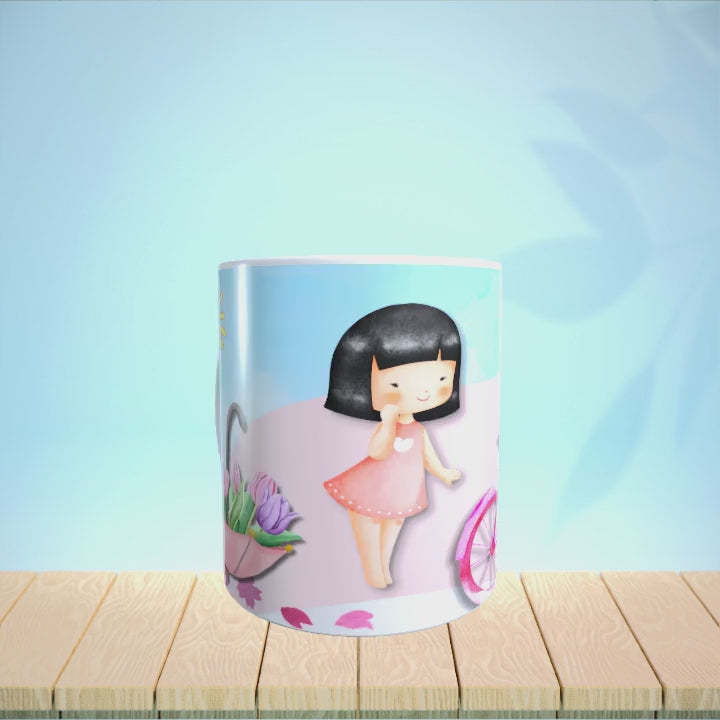 Mug Emilie et son vélo rouge