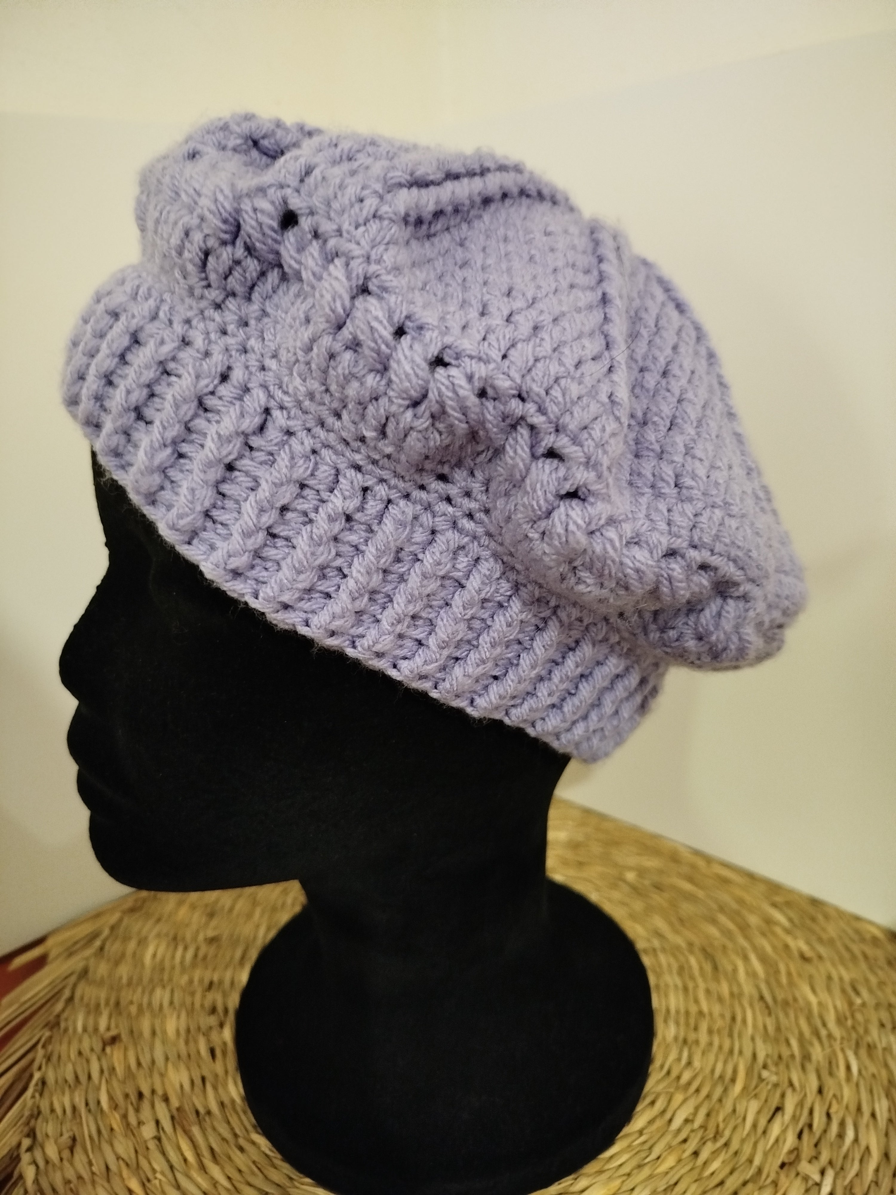Béret crochet parme femme