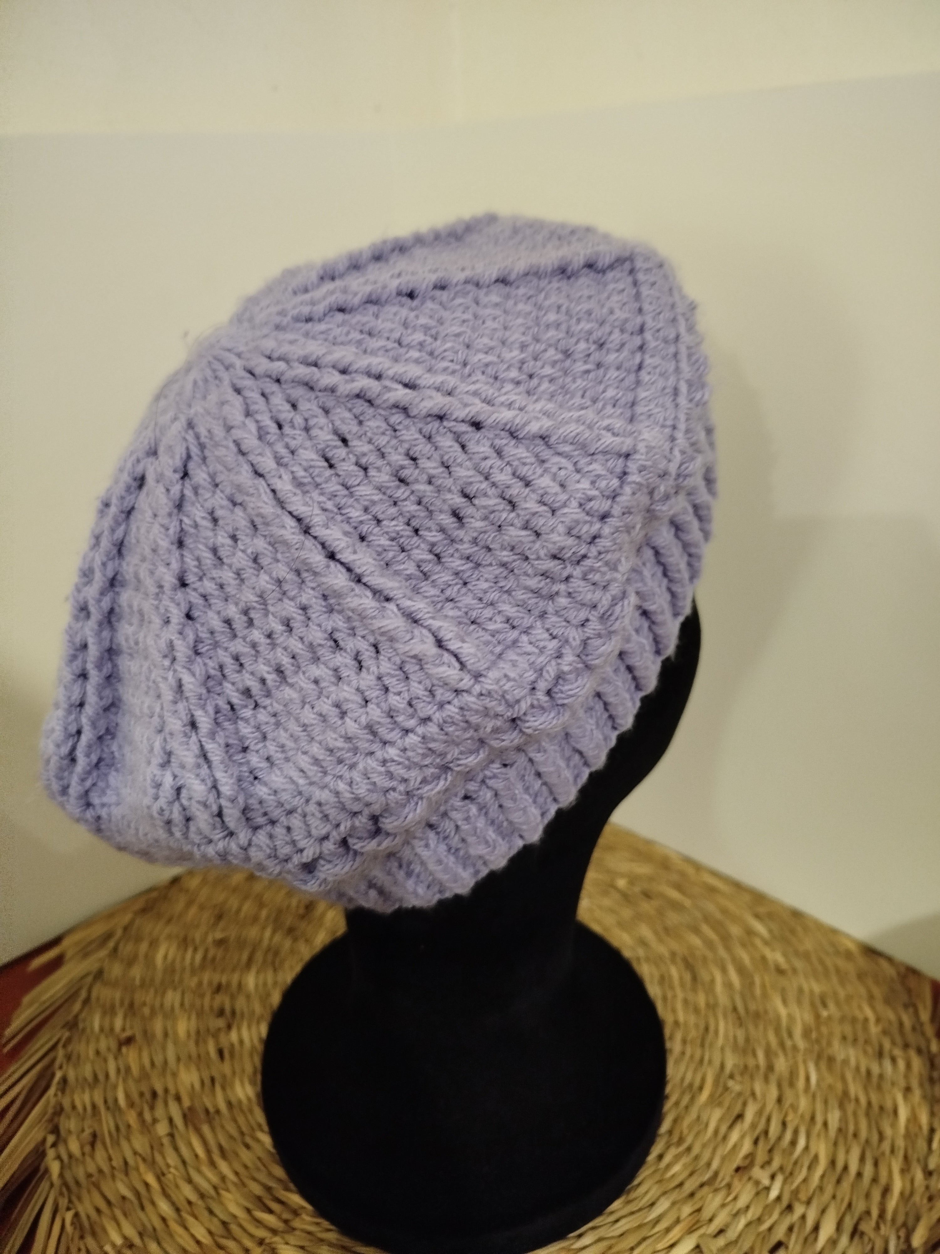 Béret crochet parme femme