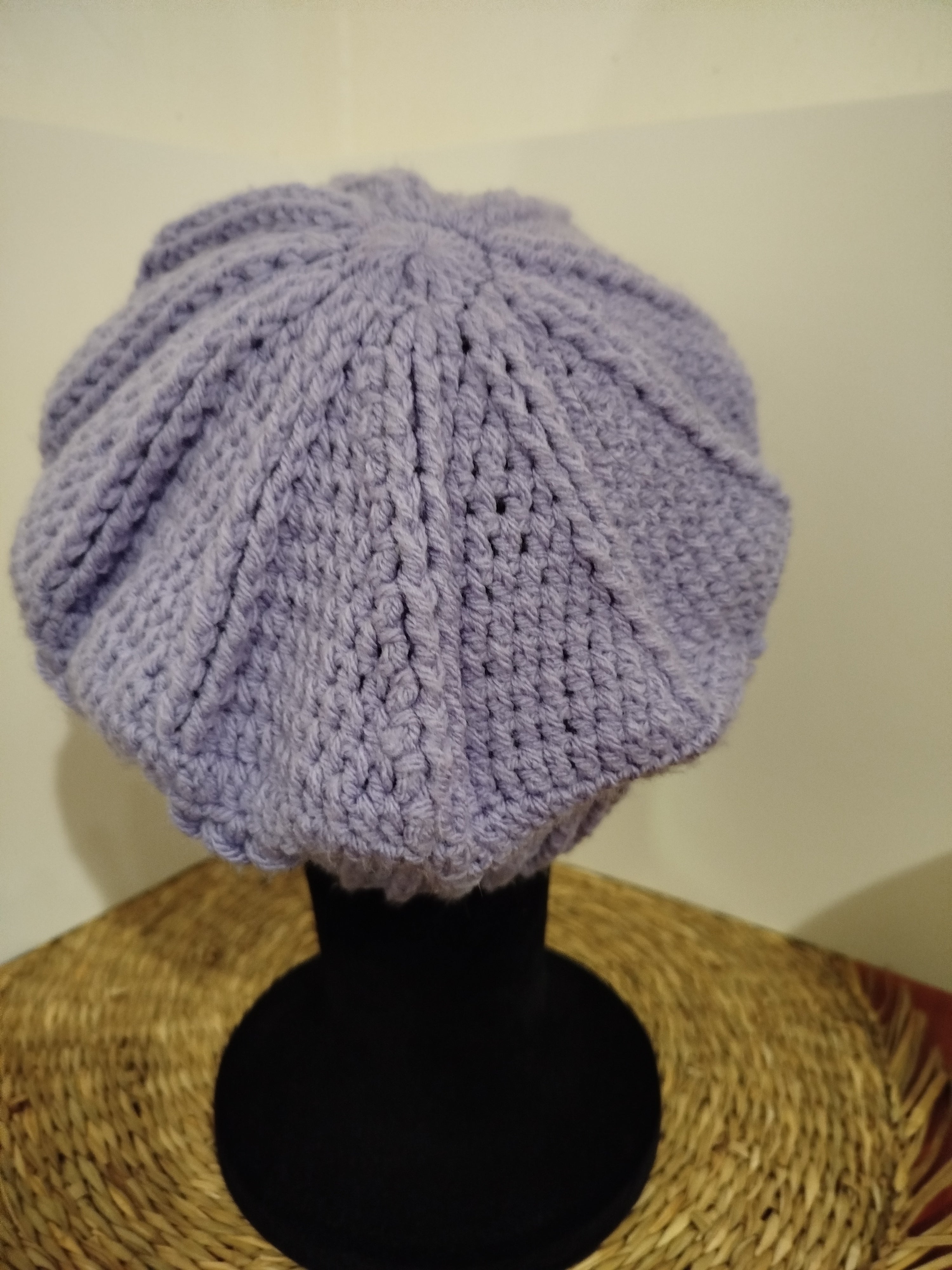 Béret crochet parme femme