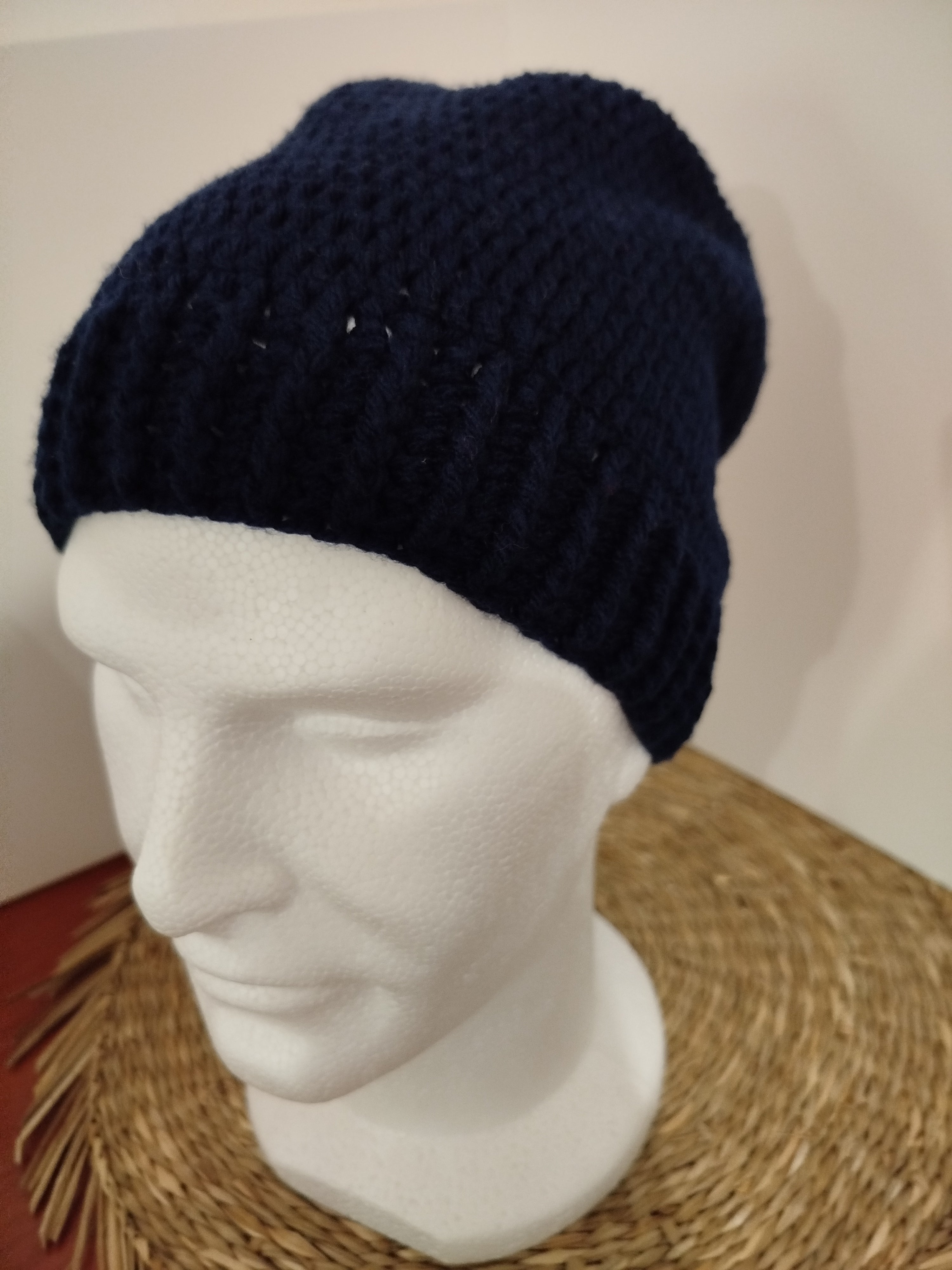 Bonnet crochet bleu marine