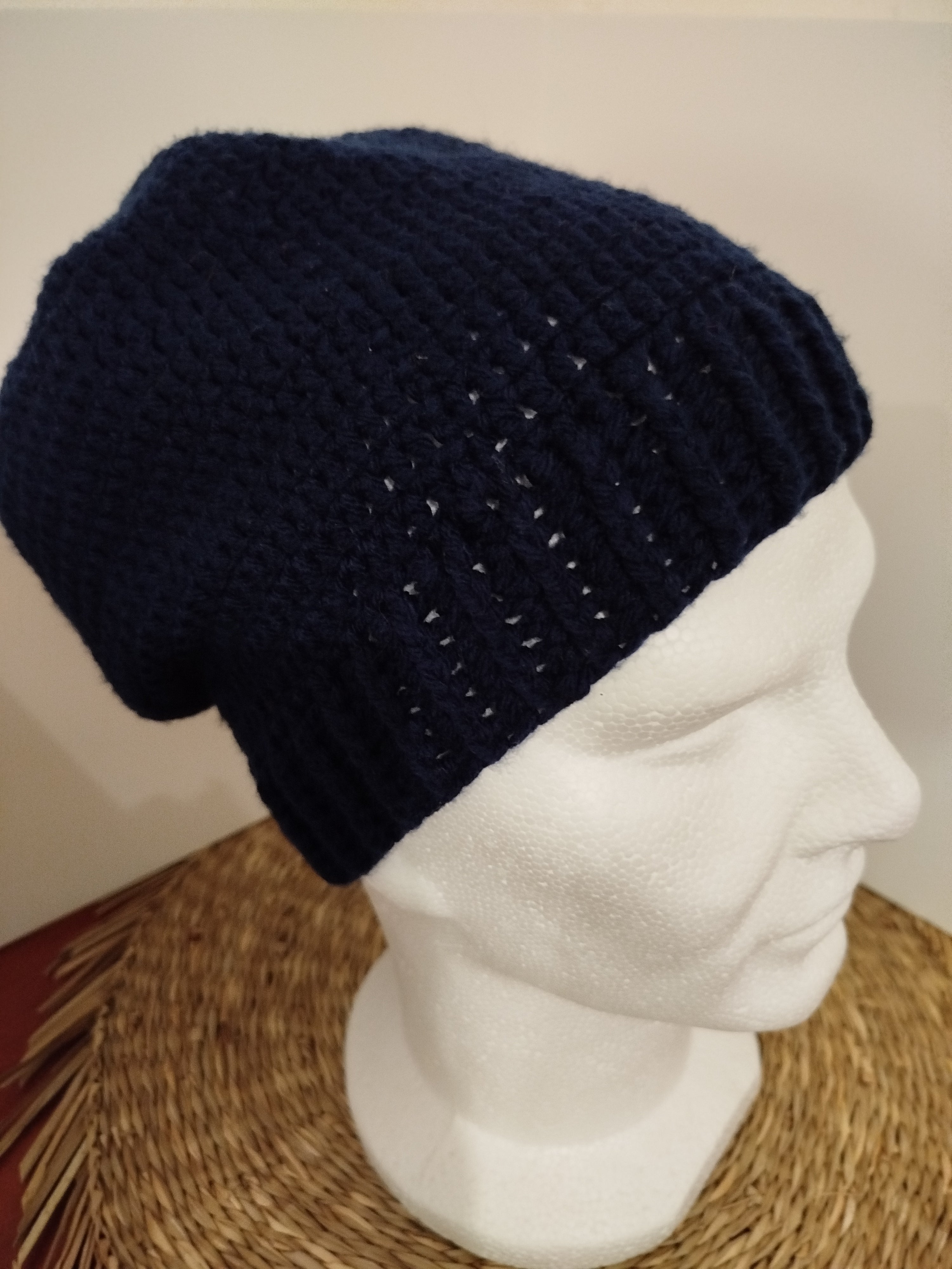Bonnet crochet bleu marine