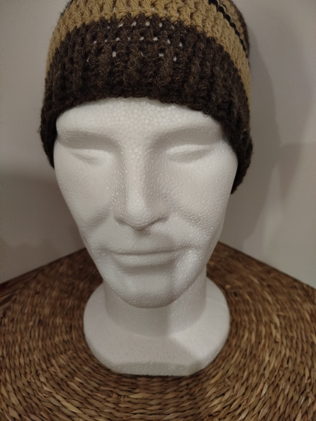 Bonnet rayé marron