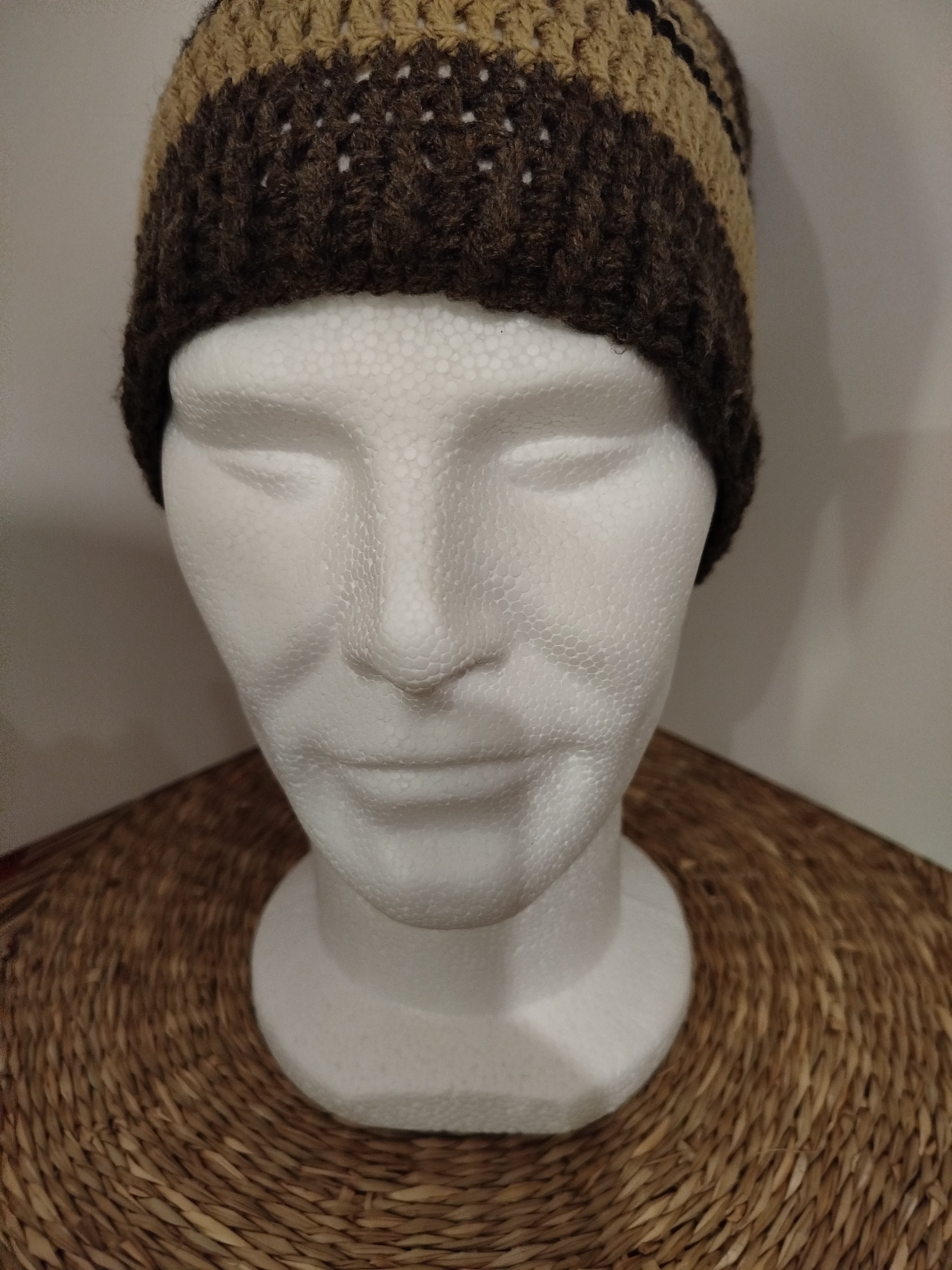 Bonnet rayé marron