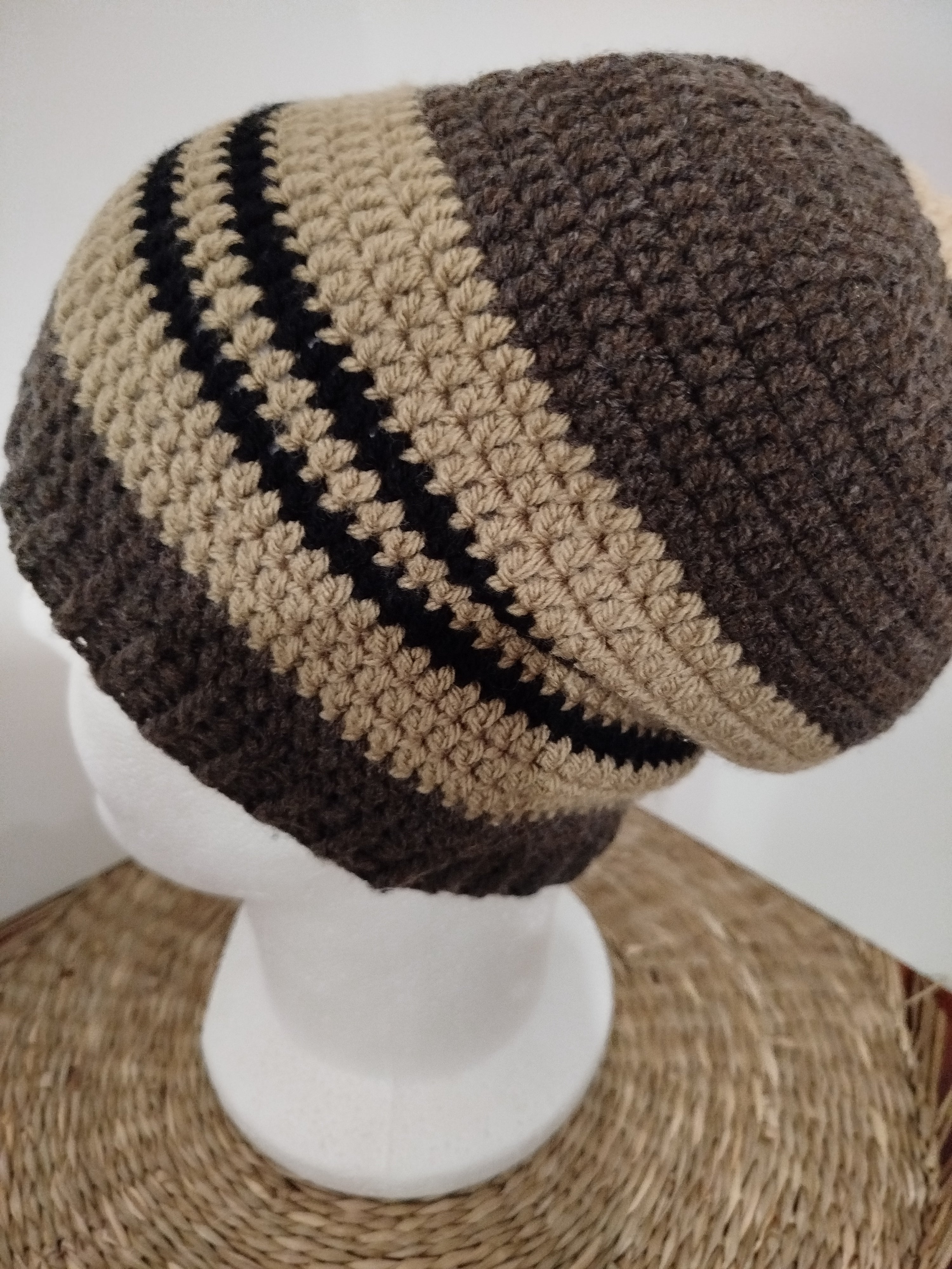 Bonnet rayé marron