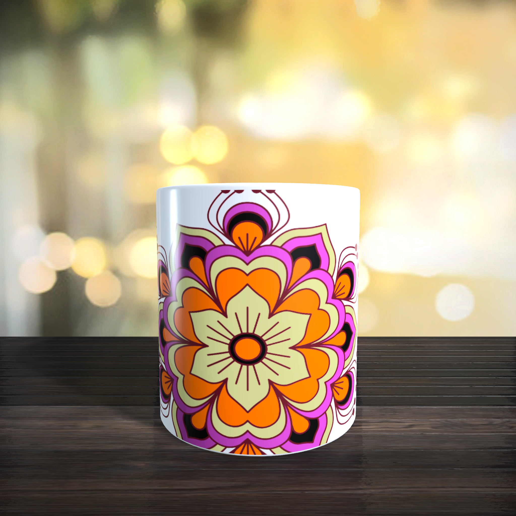 Mug mandalas rose orange