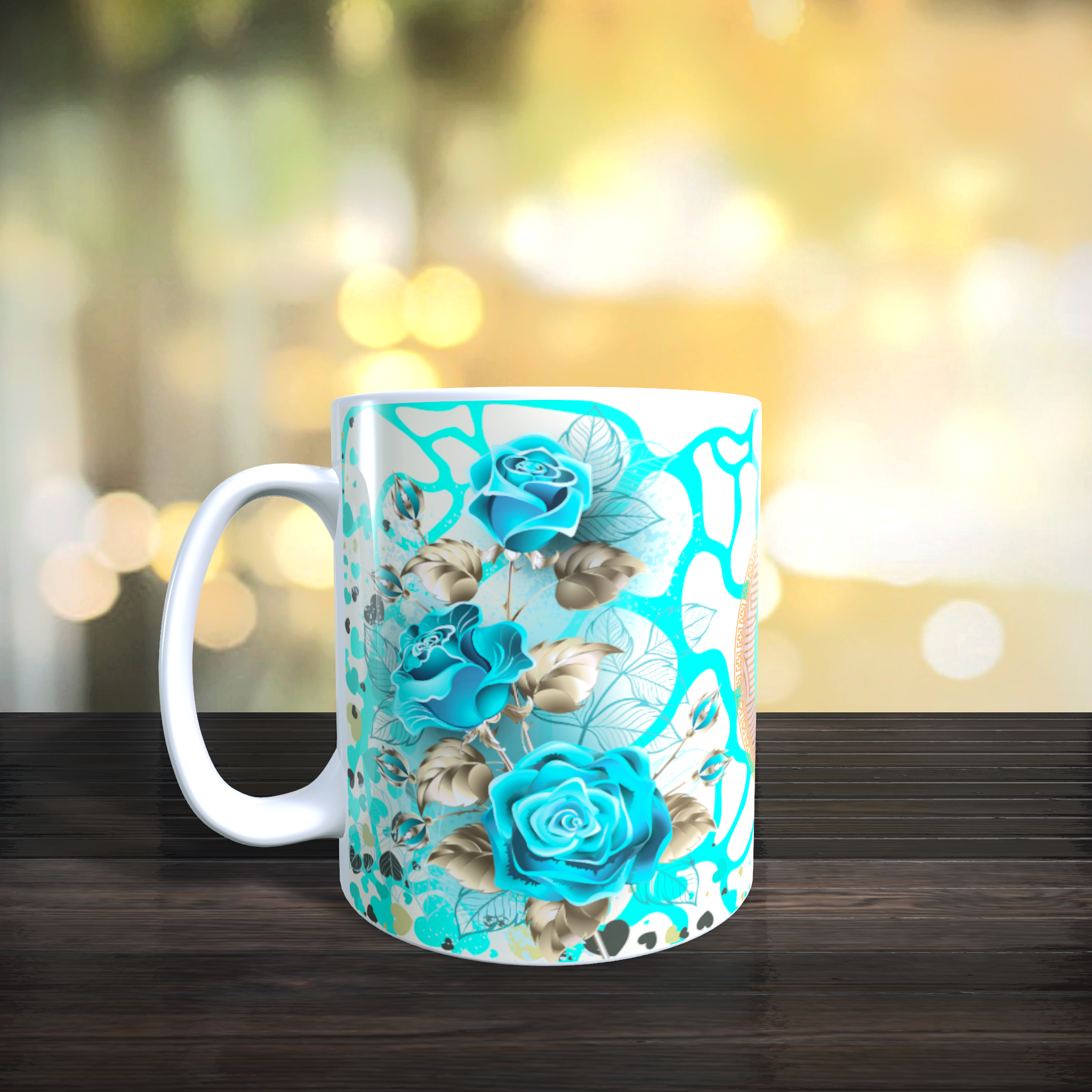 Mug Maman et roses bleues
