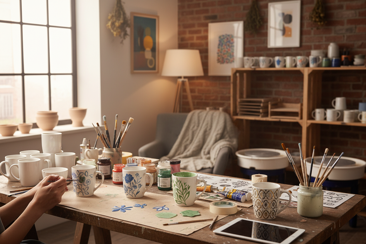 DES MUGS BLANCS PERSONNALISES EN ATELIER PRIVE