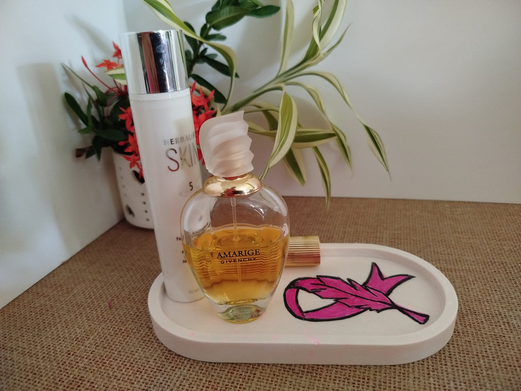 Plateau Ovale en résine - Octobre Rose