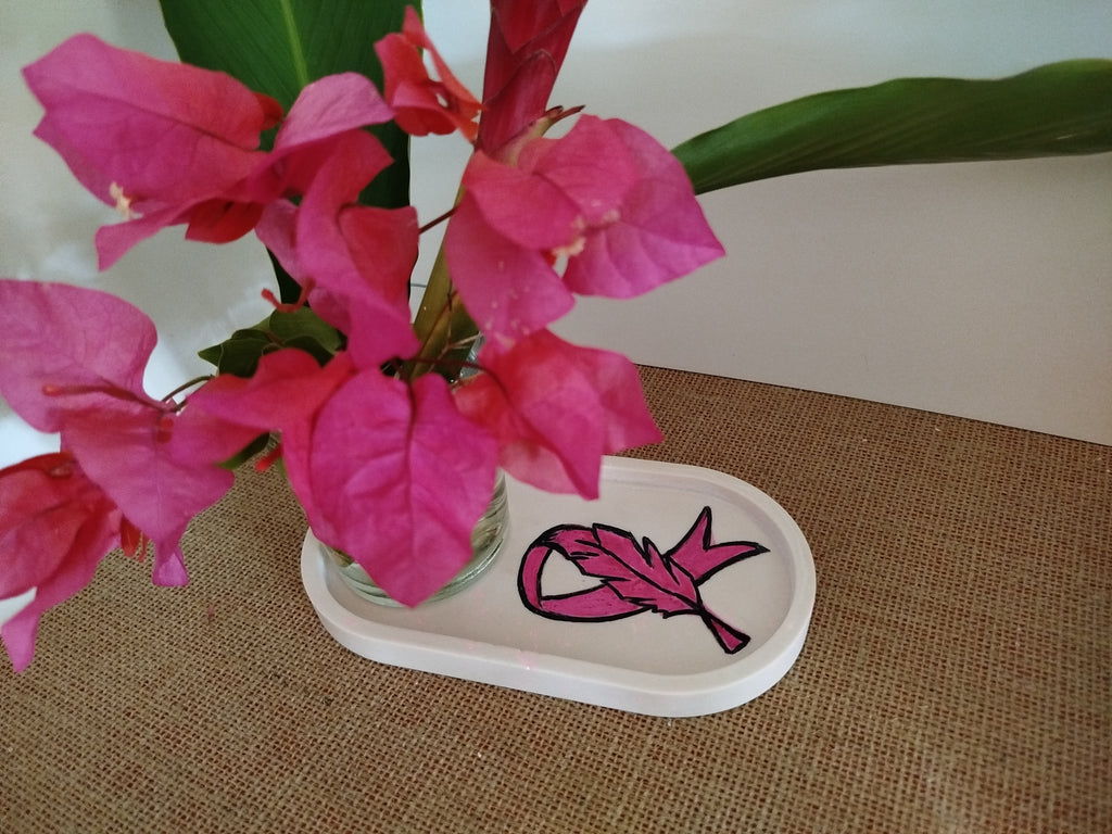 Plateau Ovale en résine - Octobre Rose