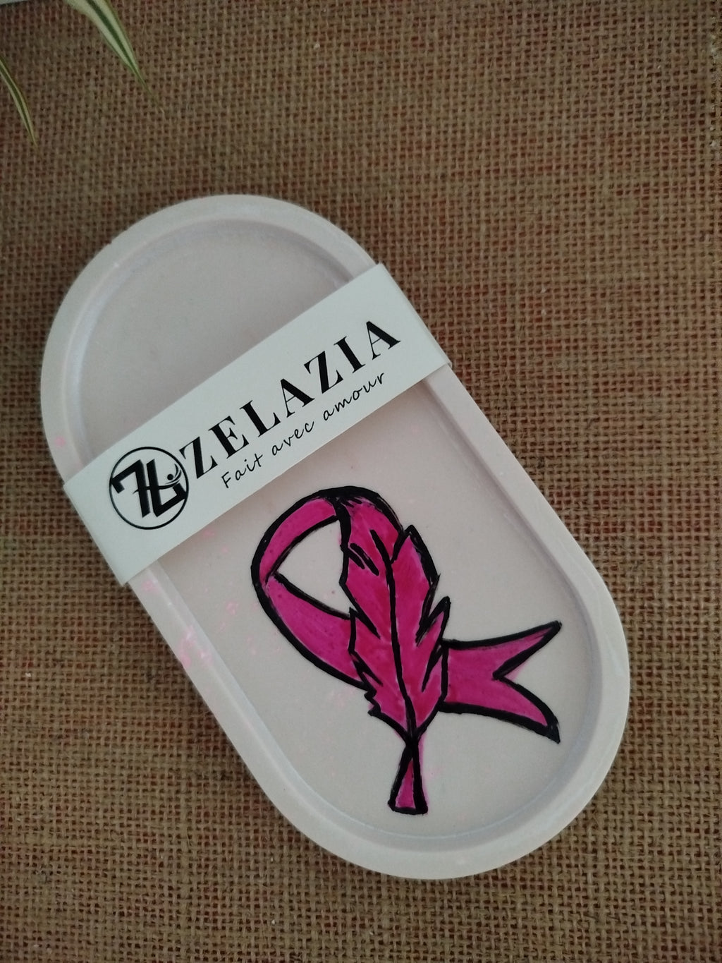 Plateau Ovale en résine - Octobre Rose