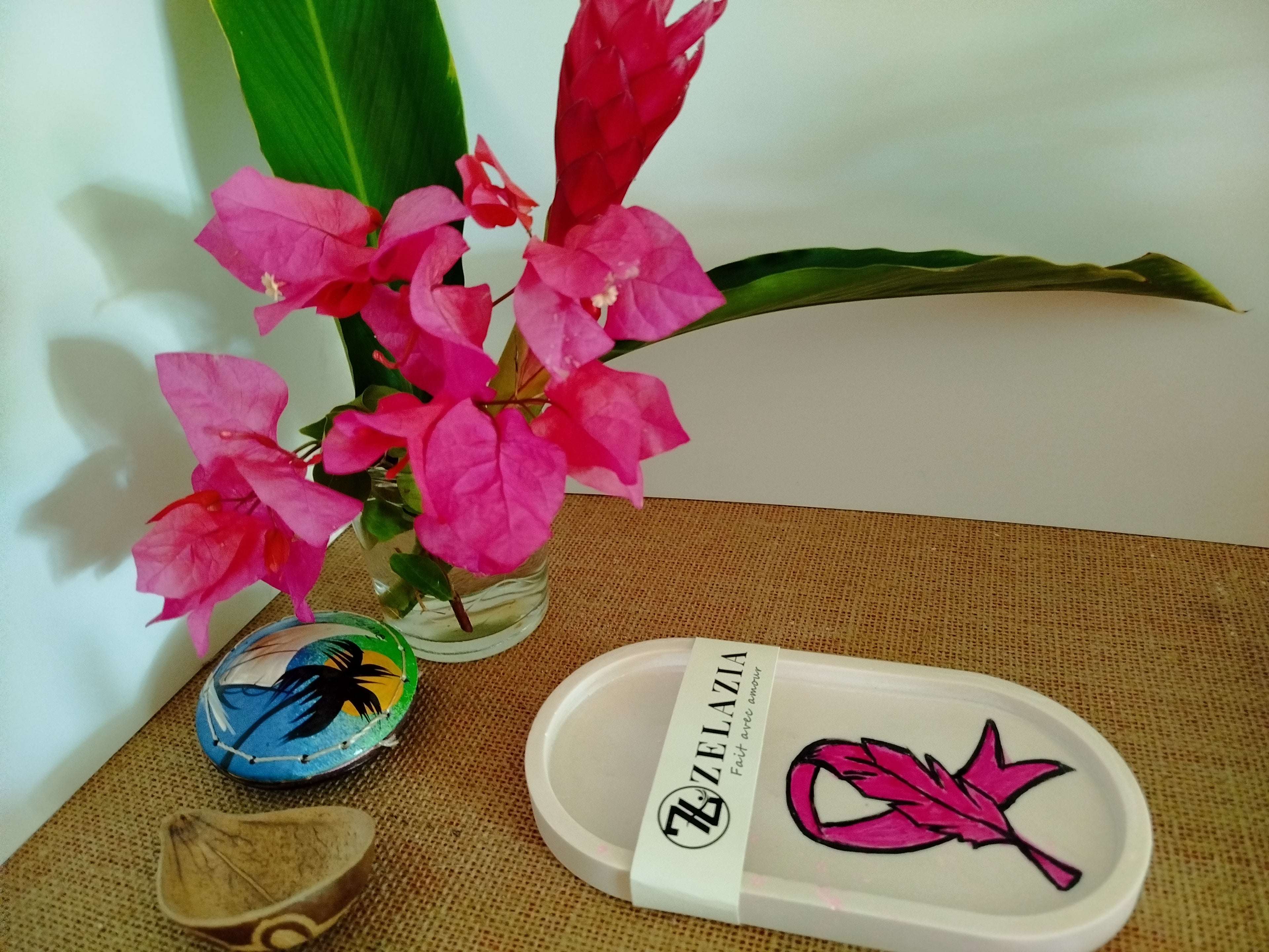 Plateau Ovale en résine - Octobre Rose